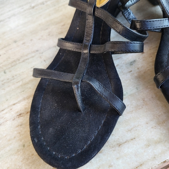 LAUREN Ralph Lauren Women's Meira Wedge Gladiator Sandals Black & GoldSize 8.5 B - Picture 5 of 8